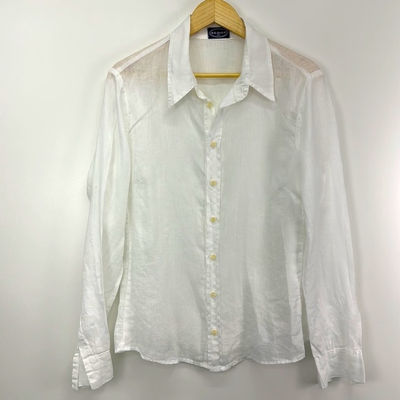 Scoop NYC Linen Button-Down Shirt L - Picture 5 of 8